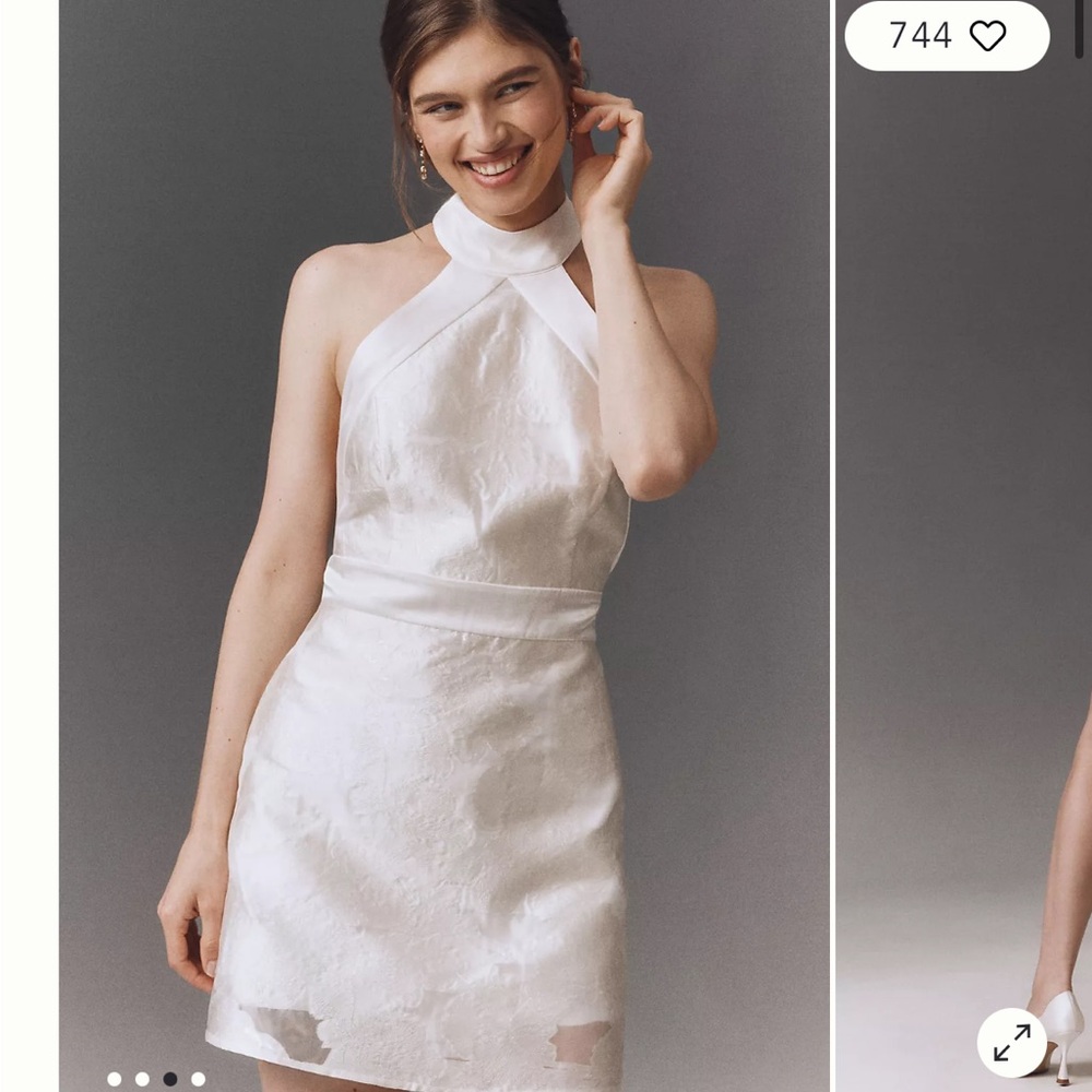 BHLDN White Halter Mini Dress Bachelorette
